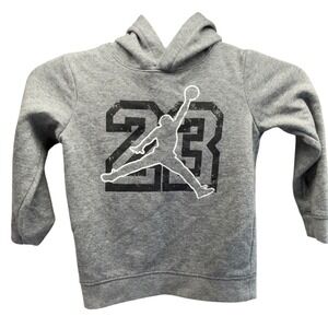 Jordan Hoodie Kids Size L (6-7 YRS) Gray‎ Black 23 Pullover Sweatshirt